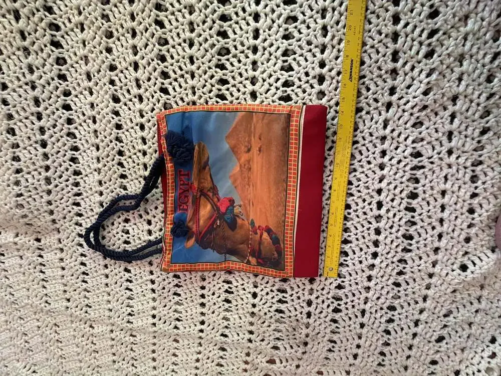 Egypt Souvenir Camel and Pyramids Graphic Tote Bag with Rope Handles